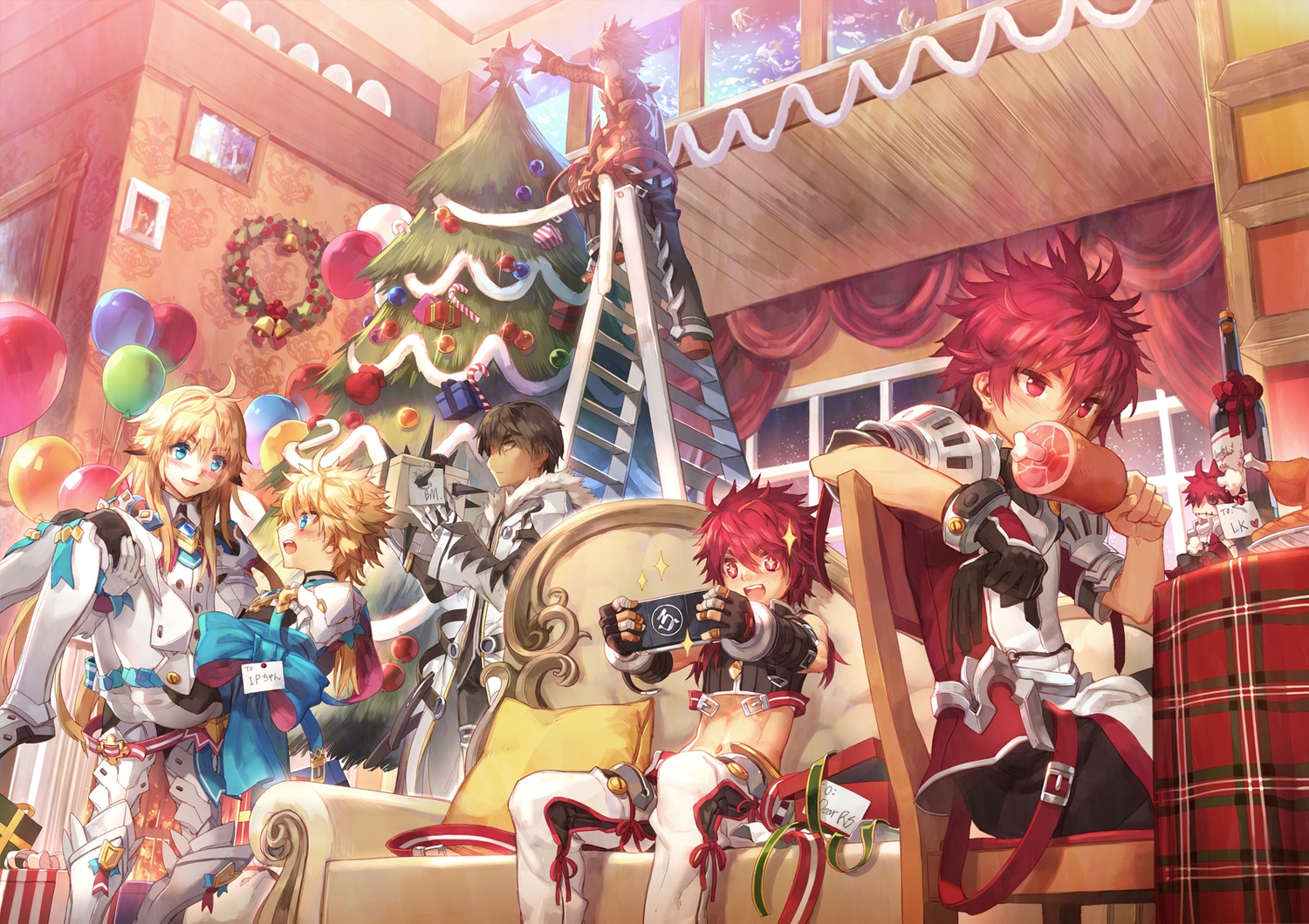 christmas, chung_(elsword), elsword, elsword_(character), group, male, raven_(elsword), scorpion5050