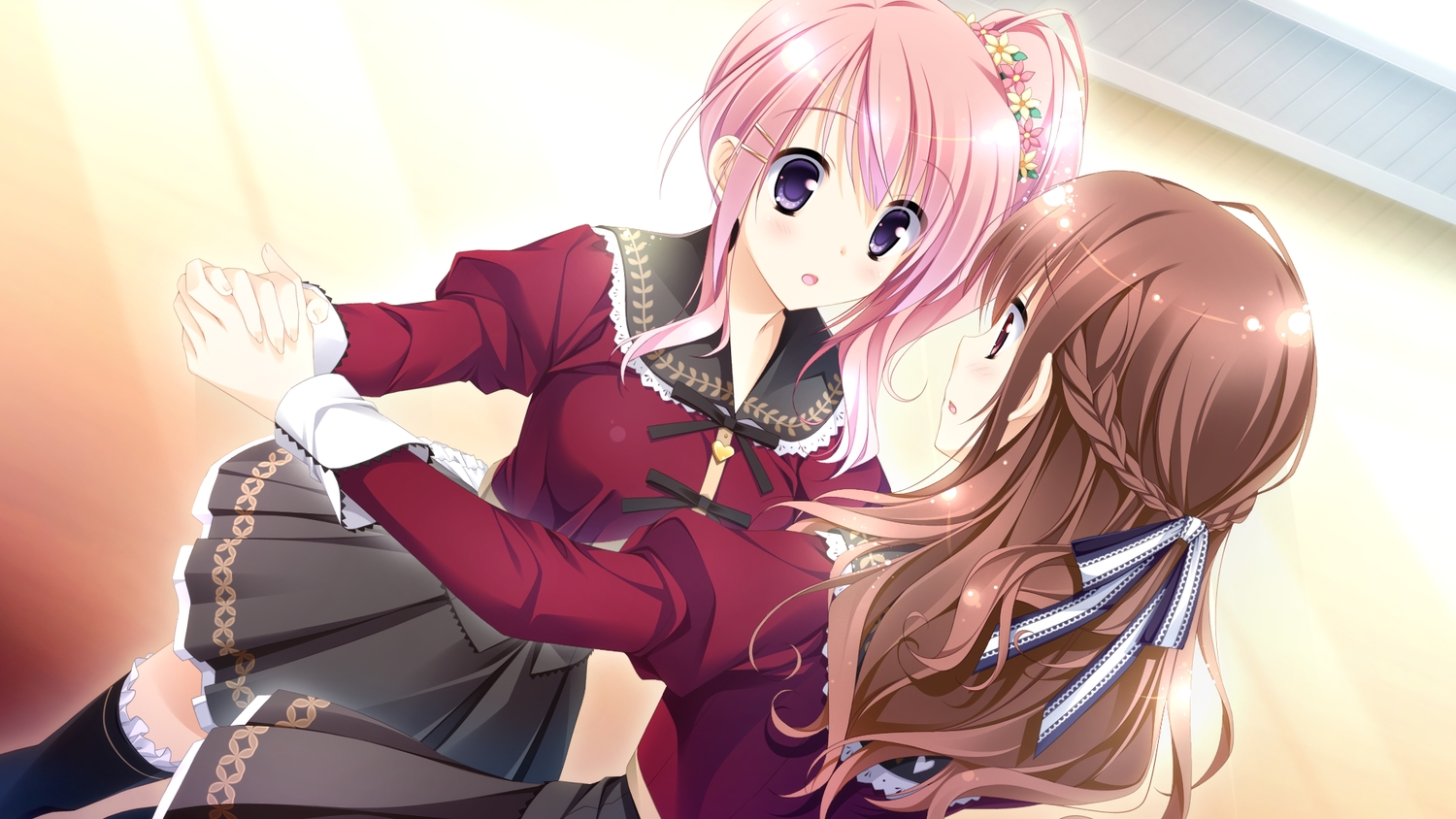 brown_hair, ensemble_(company), game_cg, kimishima_ao, komine_manami, long_hair, mahara_aoi, male