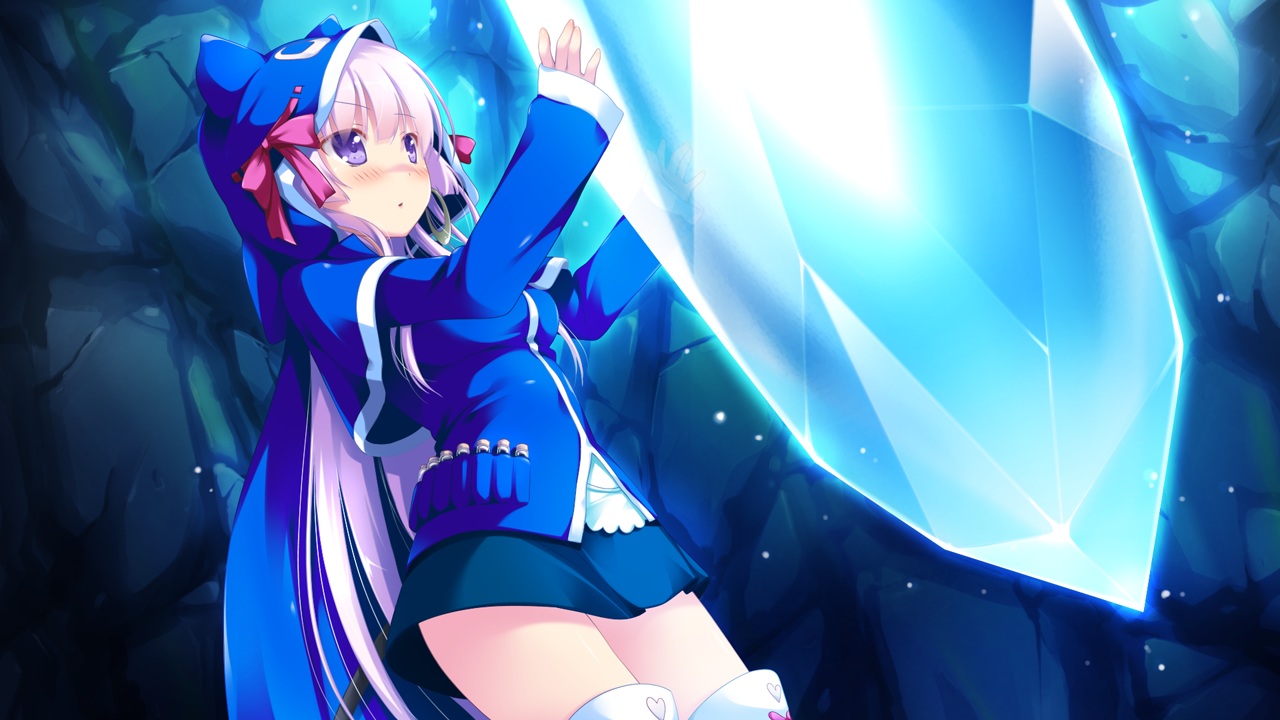 bow, game_cg, hhg_megami_no_shuuen, kirimiya_sally, long_hair, nanase_meruchi, pink_hair, purple_eyes