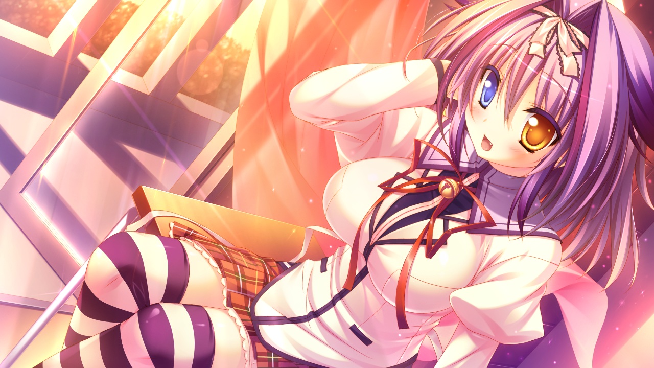 2-g, ai_(amatarasu_riddle_star), amatarasu_riddle_star, bell, bicolored_eyes, blue_hair, game_cg, headband
