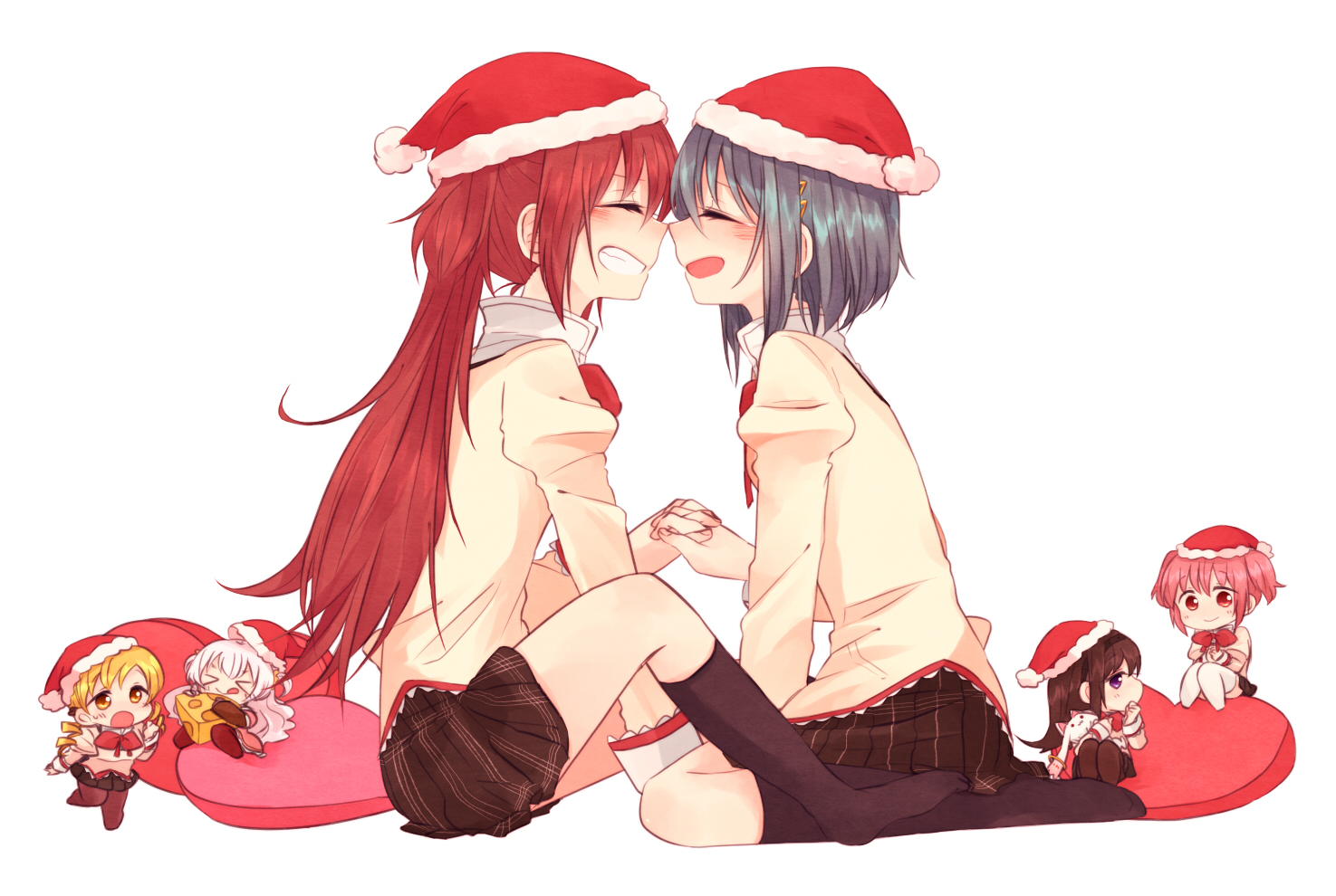 akemi_homura, christmas, kaname_madoka, mahou_shoujo_madoka_magica, miki_sayaka, mizuki_(flowerlanguage), momoe_nagisa, sakura_kyouko, tomoe_mami