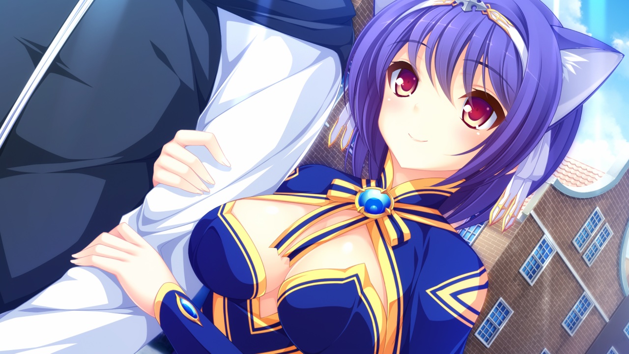 animal_ears, breasts, catgirl, cleavage, cygnus, fana_arsim, game_cg, headband