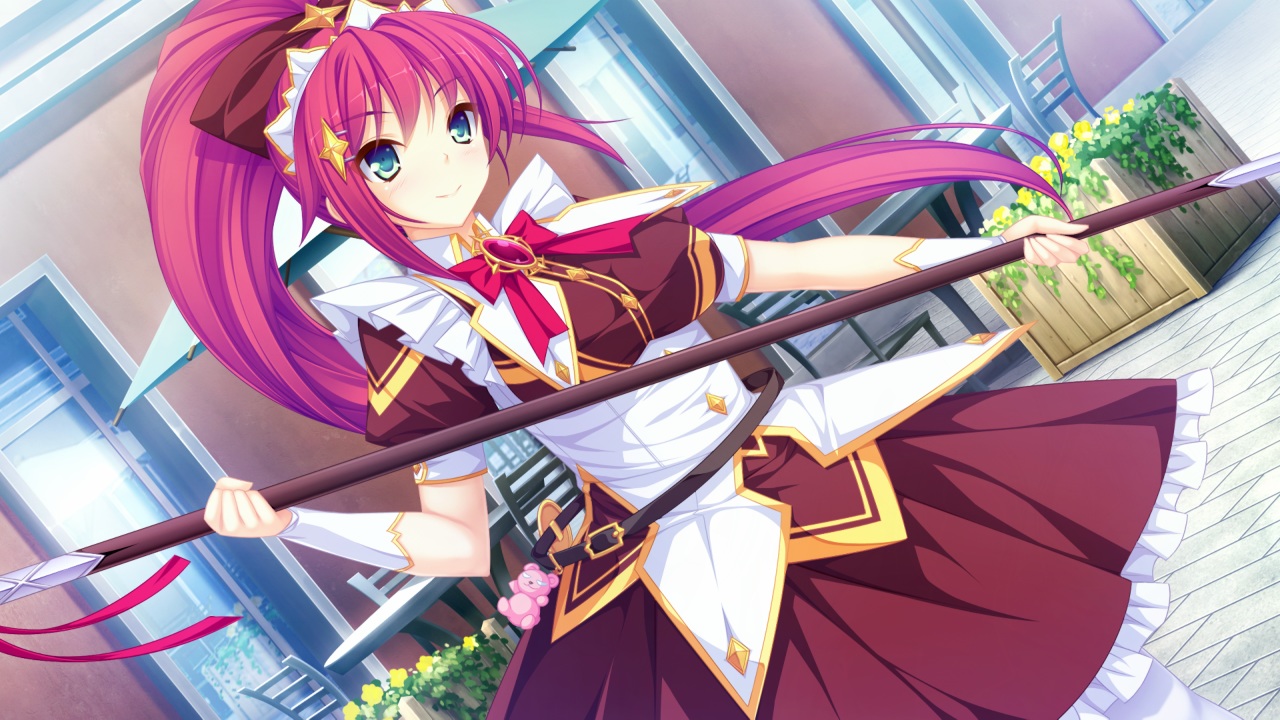 blue_eyes, bow, dress, emilia_purifu_takamine, game_cg, long_hair, magicalic_sky_high, mikagami_mamizu