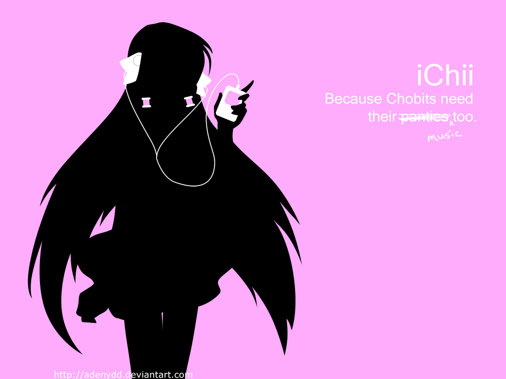 chii, chobits, elda, ipod, parody, pink, silhouette
