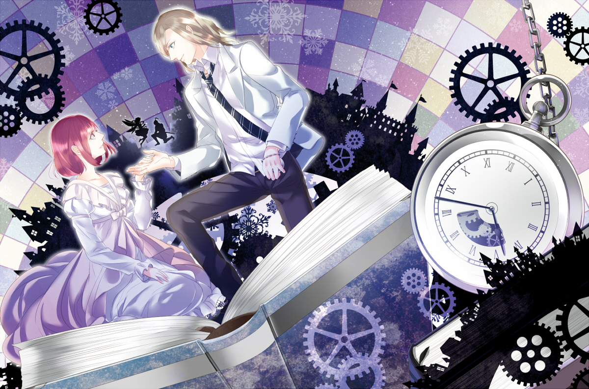 aijima_seshiru, book, brown_hair, chain, dress, himuka_roko, long_hair, nanami_haruka_(utapri), red_hair, short_hair, tie, uta_no_prince-sama