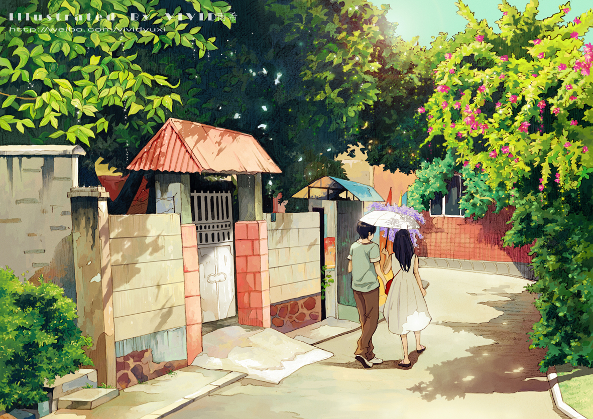 dress, original, summer, tree, umbrella, vividyuxi