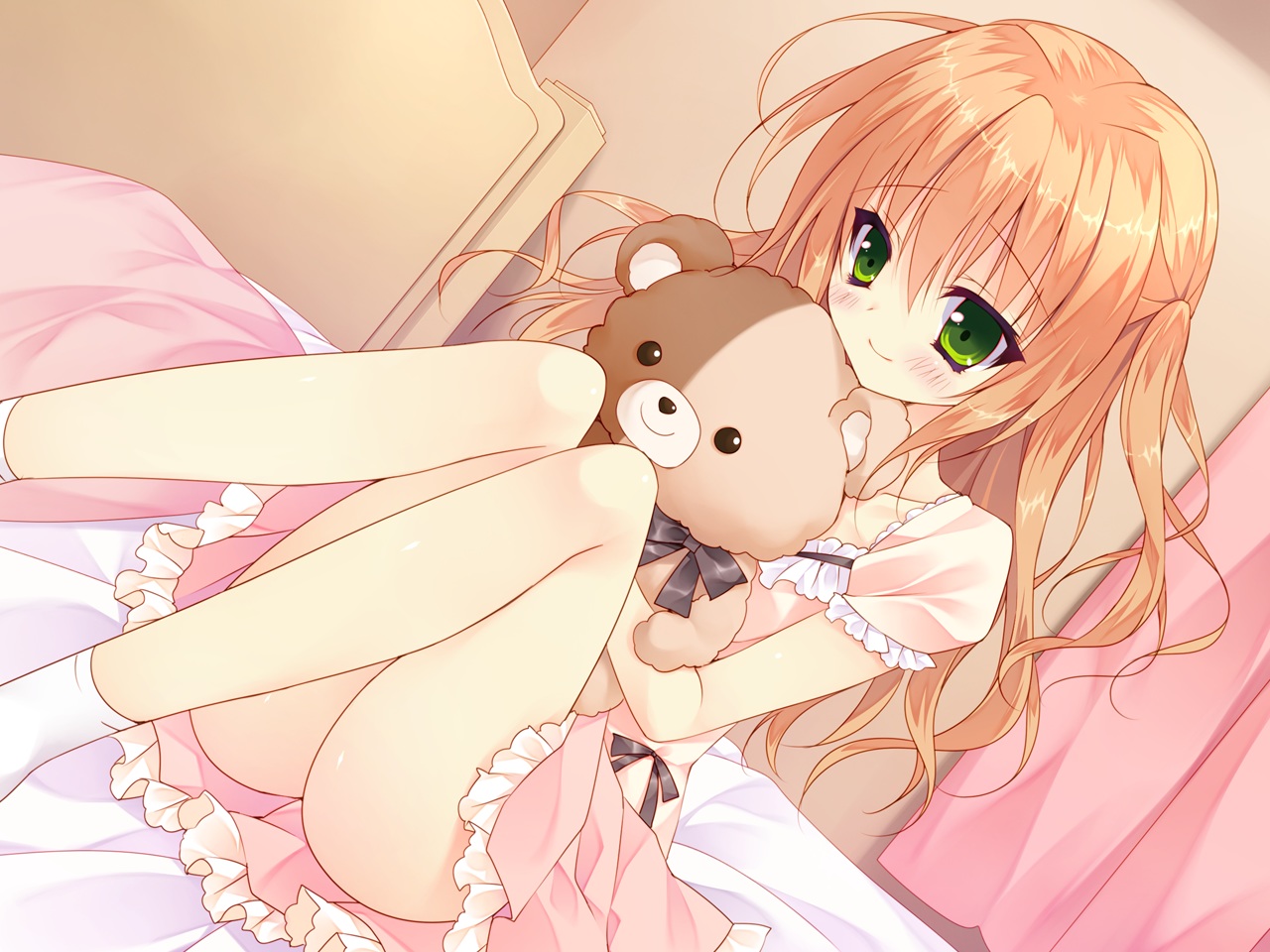 bed, chiisana_kanojo_no_sayokyoku, feng, game_cg, green_eyes, hellrun, long_hair, moriya_mizuka