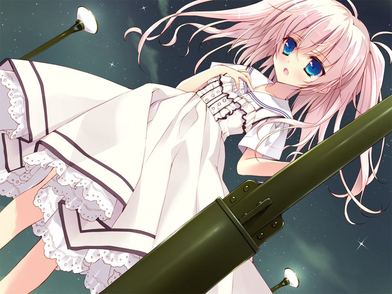 blonde_hair, blue_eyes, chiisana_kanojo_no_sayokyoku, dress, feng, game_cg, katagai_shione, long_hair
