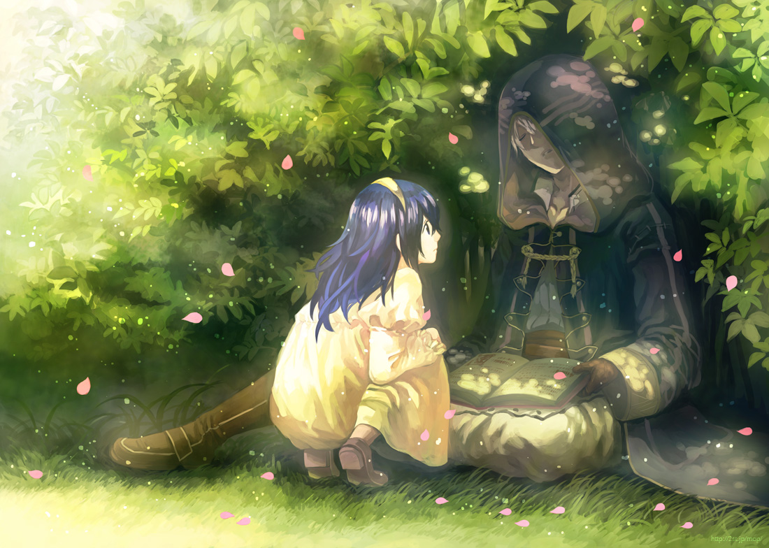 blue_eyes, blue_hair, book, boots, dress, fire_emblem, gloves, grass