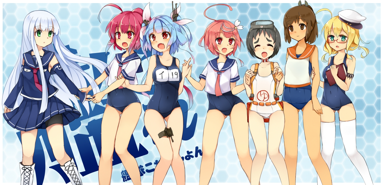 anthropomorphism, aoki_hagane_no_arpeggio, aqua_eyes, black_hair, blonde_hair, blue_hair, book, boots