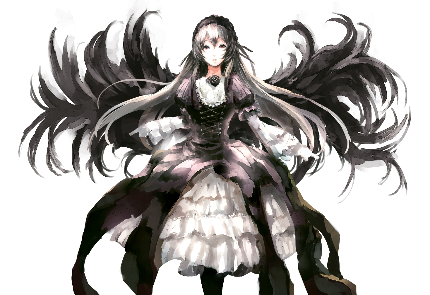 dress, headdress, iori, lolita_fashion, long_hair, purple_hair, red_eyes, rozen_maiden