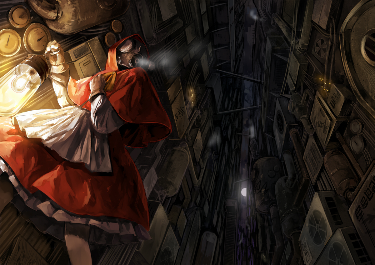 dress, gloves, mask, moon, nishiuri, original