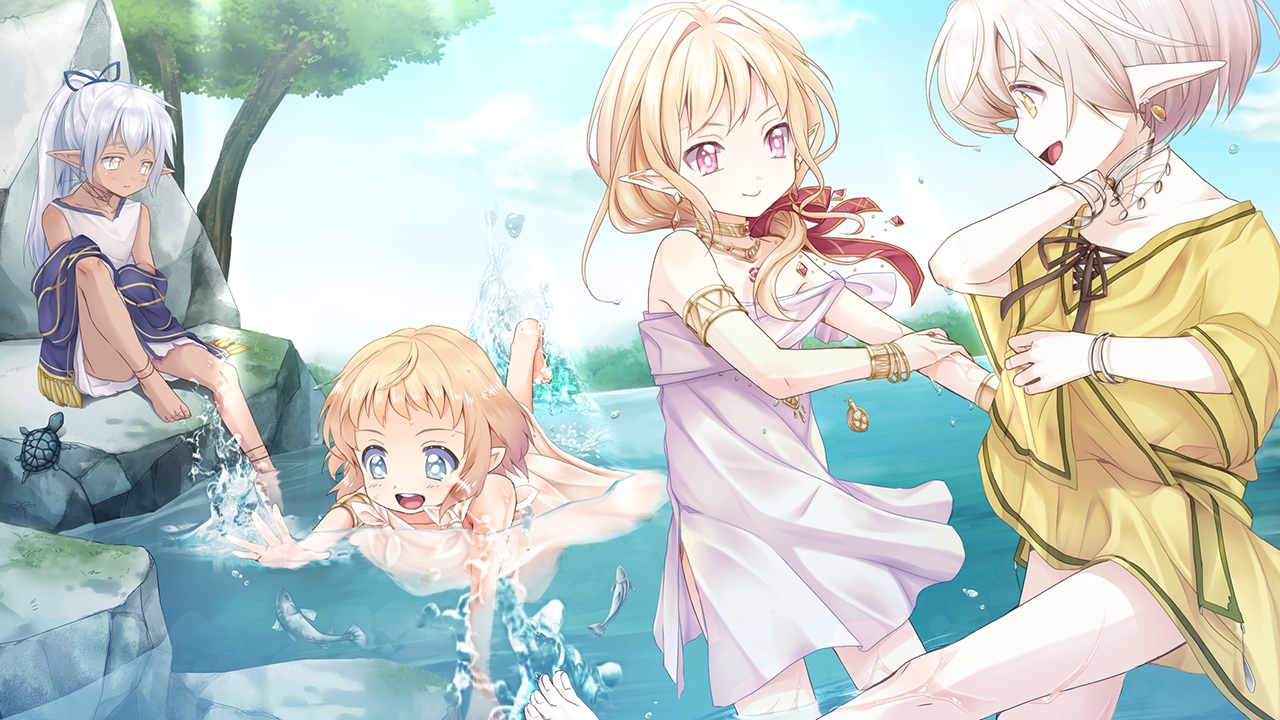all_male, animal, blonde_hair, blue_eyes, blue_hair, game_cg, hinata_(hinata_no_tsuki), hinata_no_tsuki