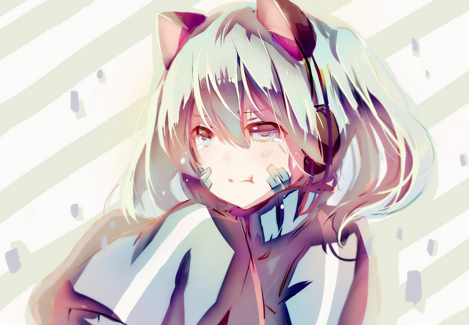 animal_ears, blue_eyes, blue_hair, ene_(kagerou_project), kagerou_project, pudding_(8008208820), short_hair, tears
