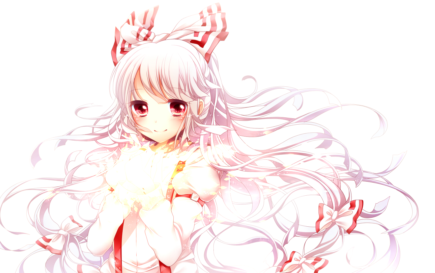 bow, fujiwara_no_mokou, long_hair, red_eyes, sanotsuki, tears, touhou, white, white_hair