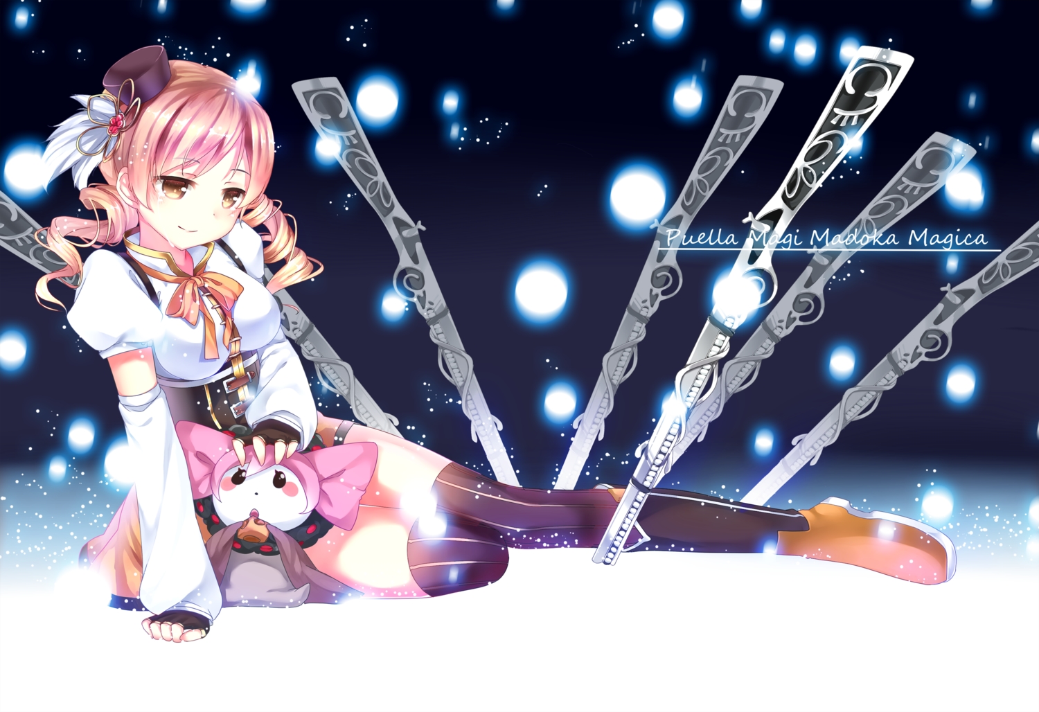 charlotte_(mahou_shoujo_madoka_magica), gendo0032, gun, mahou_shoujo_madoka_magica, tears, thighhighs, tomoe_mami, weapon