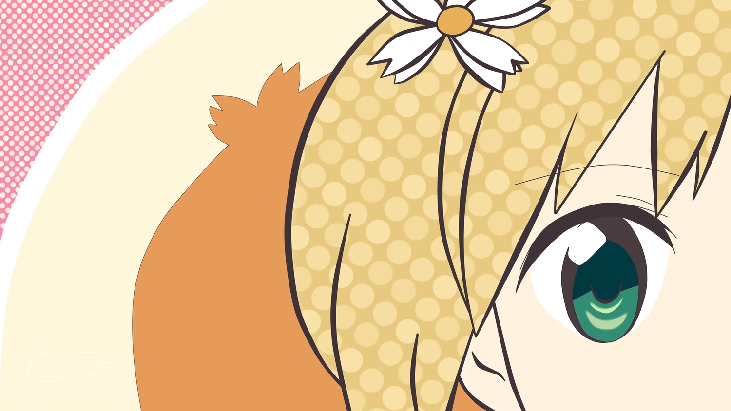 blonde_hair, green_eyes, sakura_trick, signed, sonoda_yuu, vector