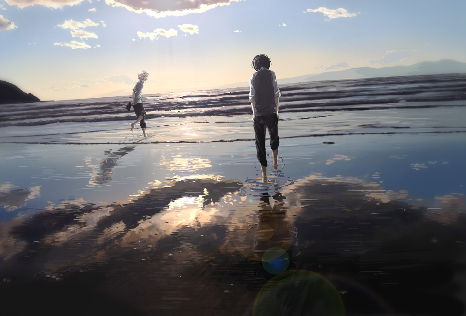 all_male, beach, male, nafuda, original, scenic, water