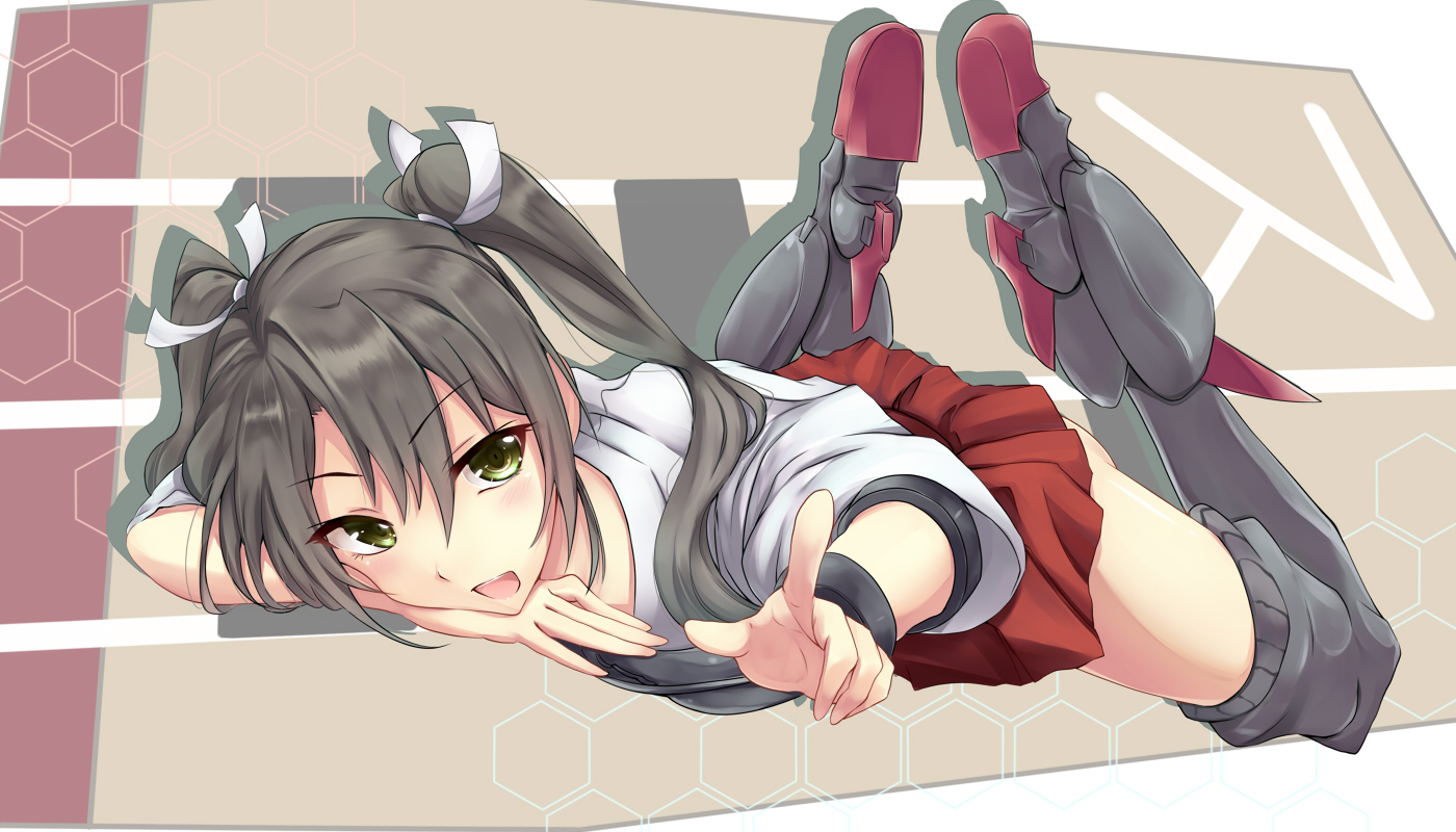 anthropomorphism, blush, green_eyes, kantai_collection, twintails, yukiru_akitera, zuikaku_(kancolle)