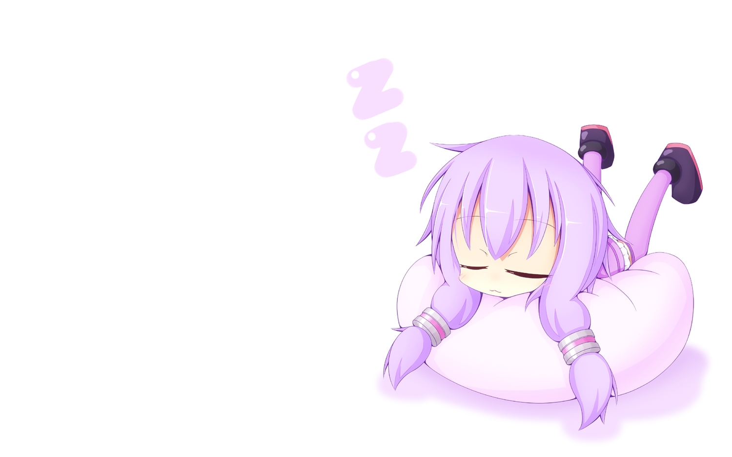 cat_smile, chibi, miiya_(kuroi_hako), purple_hair, sleeping, thighhighs, vocaloid, voiceroid, white, yuzuki_yukari