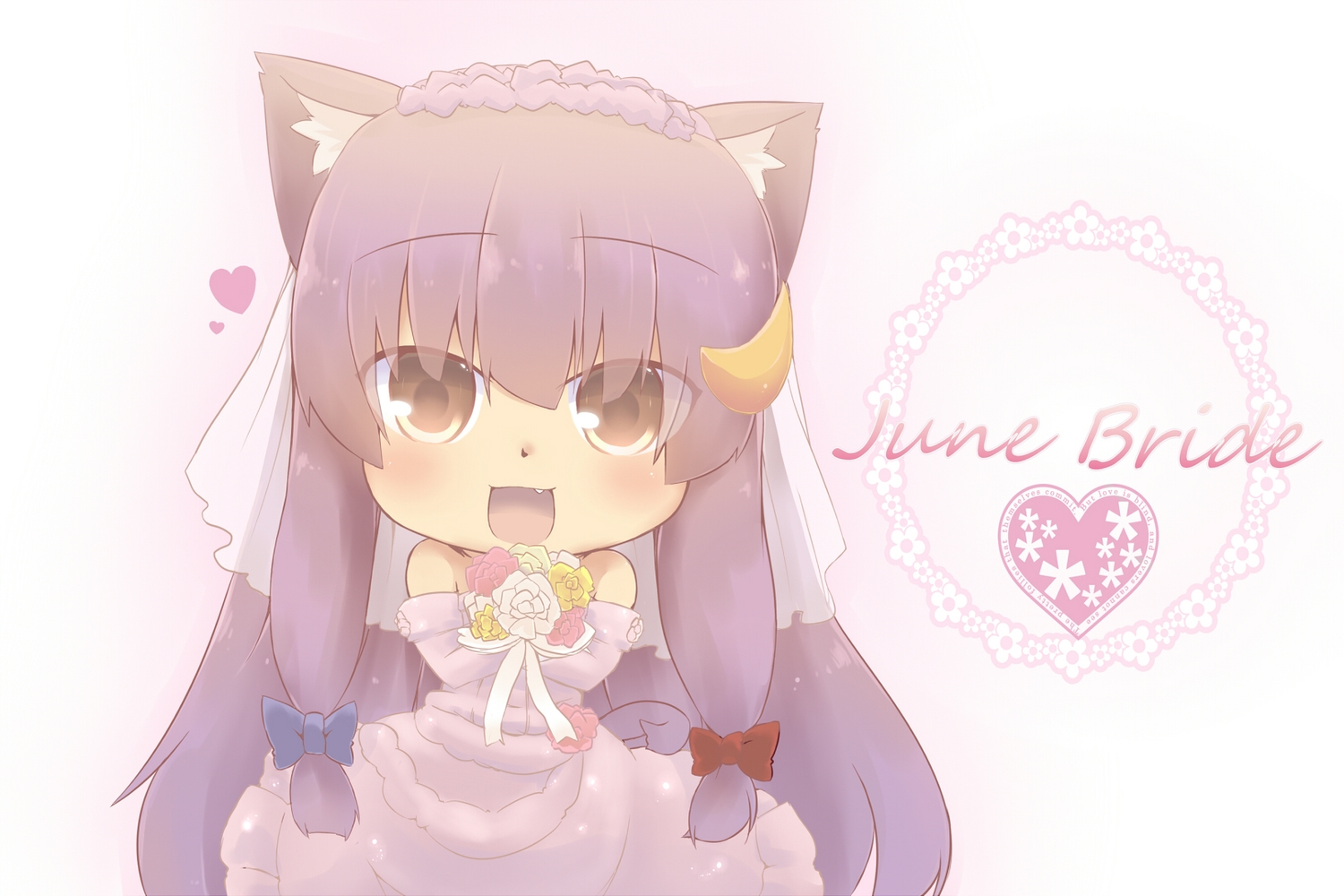 animal_ears, blush, brown_eyes, catgirl, chibi, fang, hazuki_ruu, long_hair