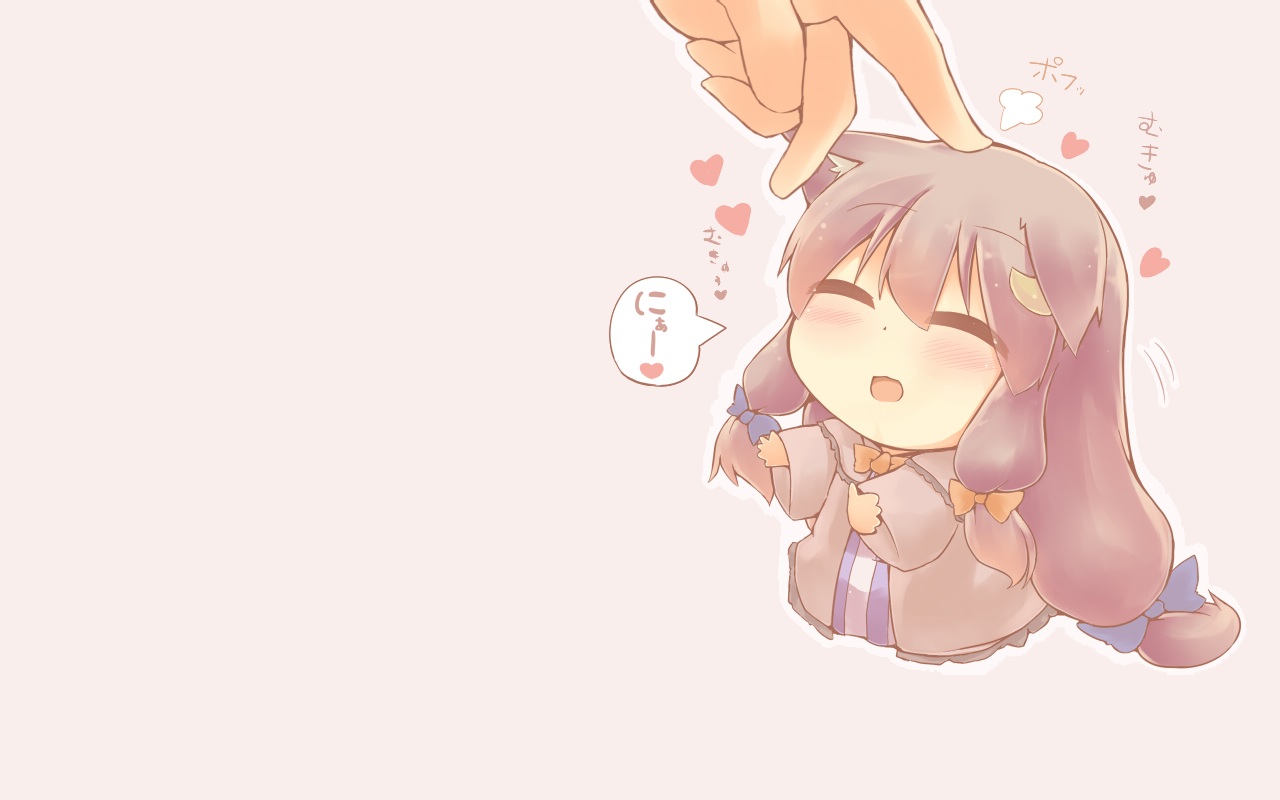 animal_ears, blush, catgirl, chibi, hazuki_ruu, long_hair, patchouli_knowledge, purple_hair, touhou