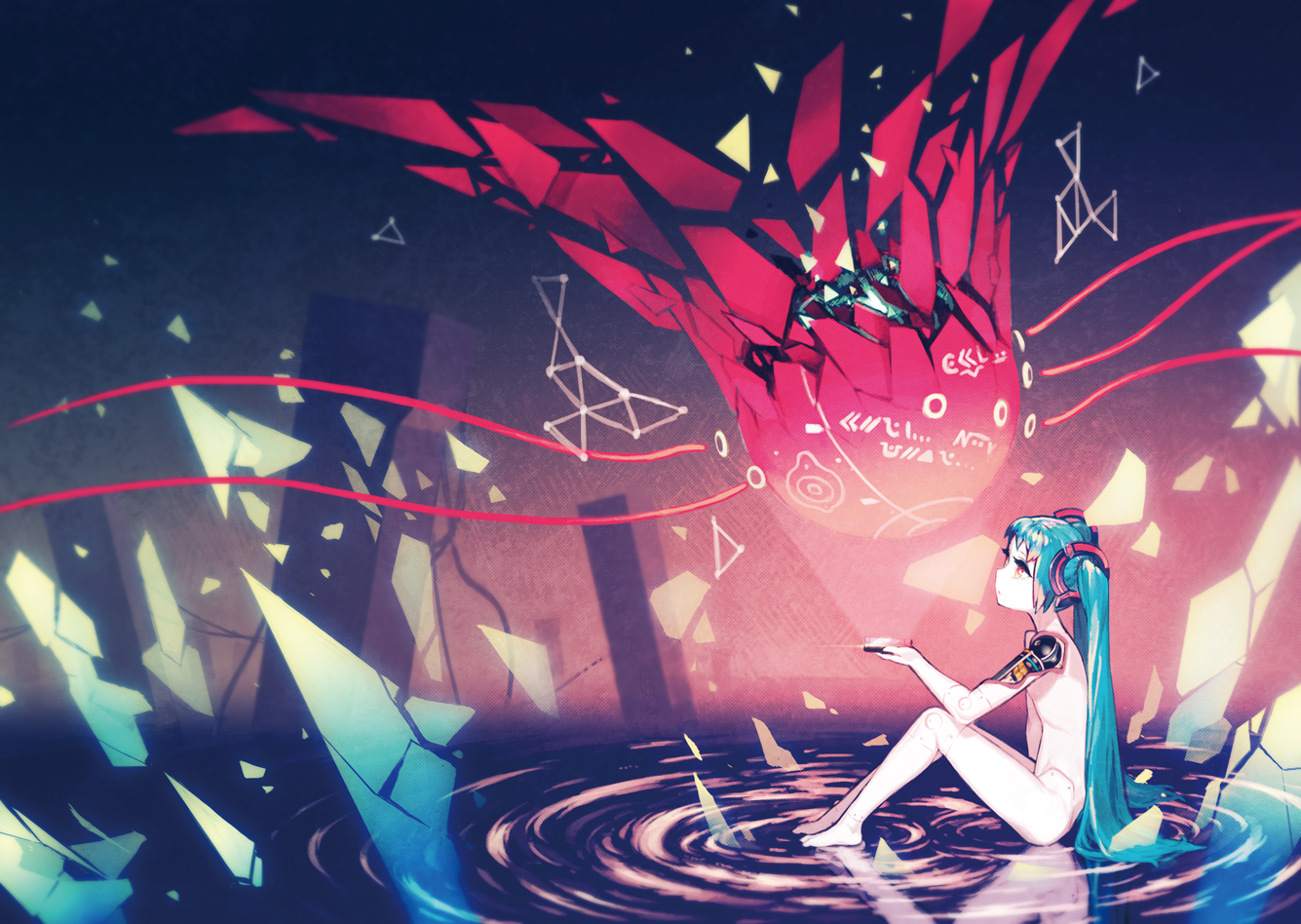 aqua_hair, asgr, hatsune_miku, long_hair, nude, red_eyes, techgirl, twintails