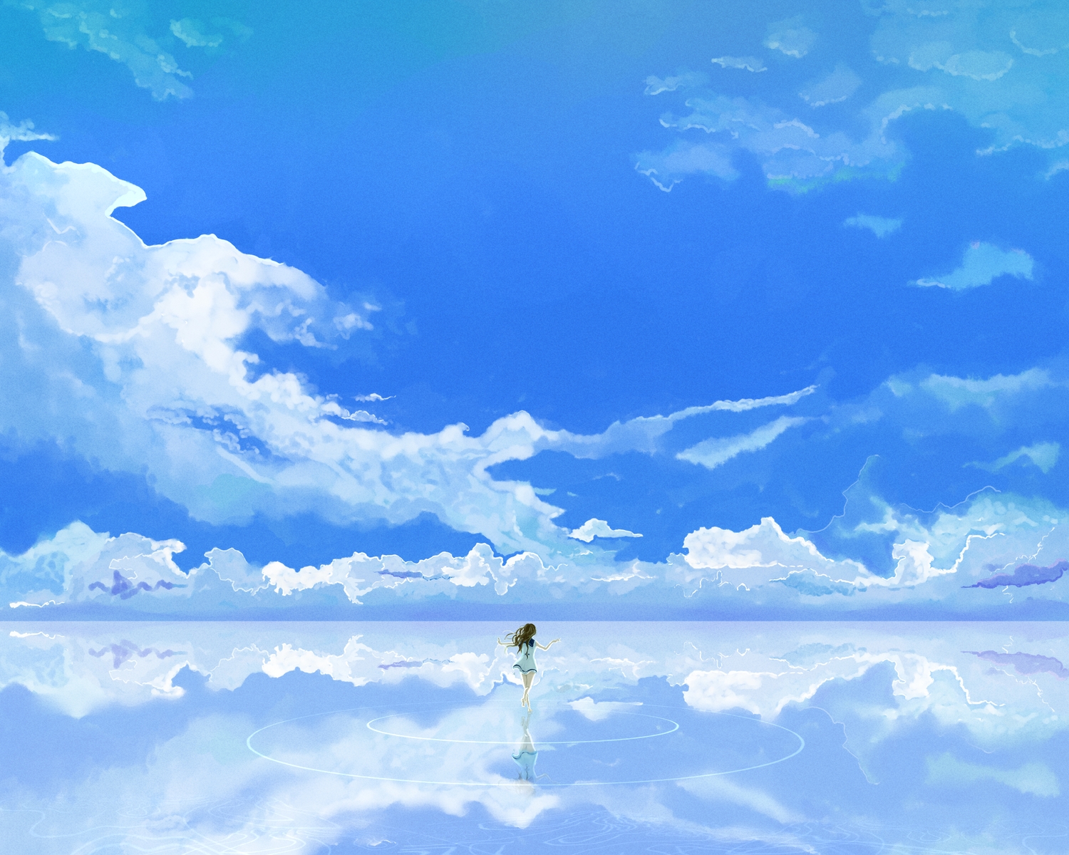 clouds, kyichi_(kconpeitou27), mukaido_manaka, nagi_no_asukara, sky, water