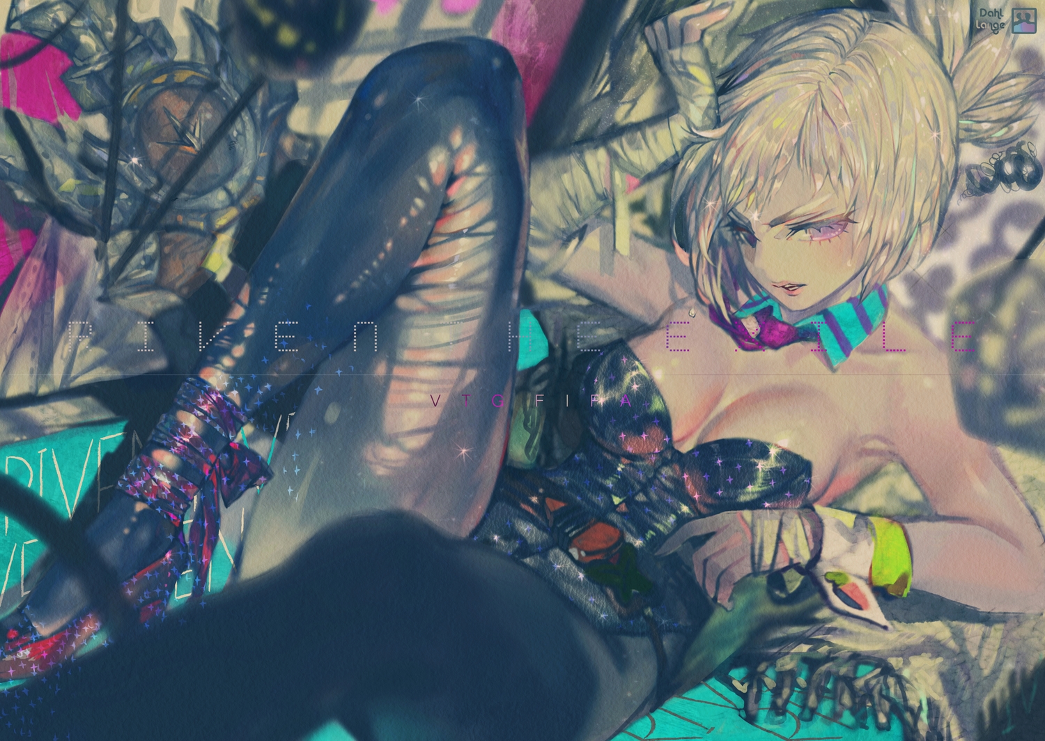 blonde_hair, breasts, cleavage, dahl_lange, league_of_legends, purple_eyes, riven_(league_of_legends)