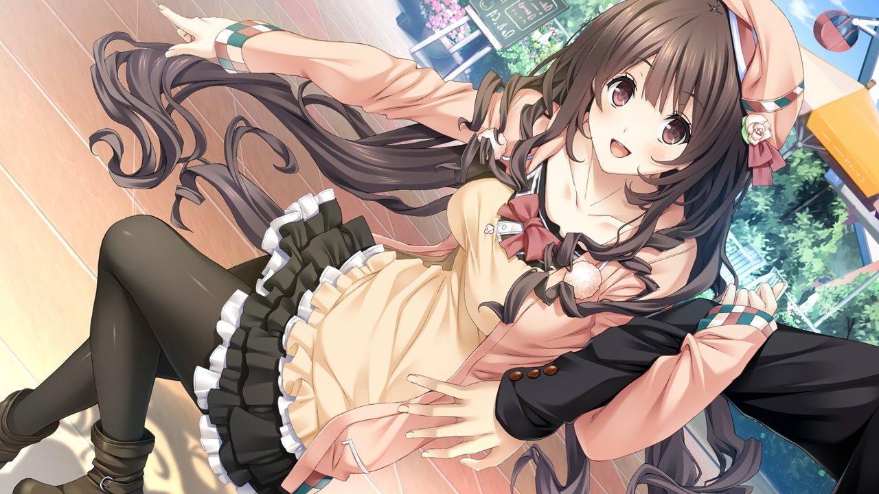 brown_eyes, brown_hair, game_cg, giga, hat, hoshimi_tsukuyo, kiss_ato, long_hair
