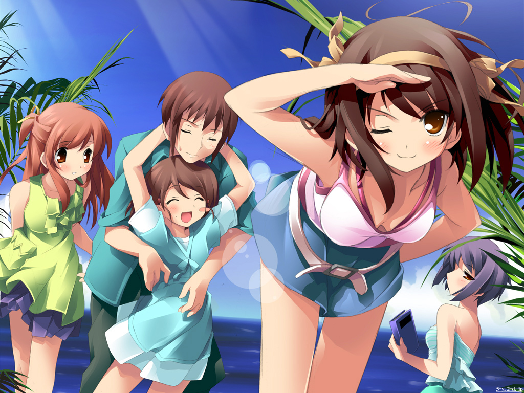 asahina_mikuru, blush, group, kantoku, kyon, kyon_no_imouto, loli, male