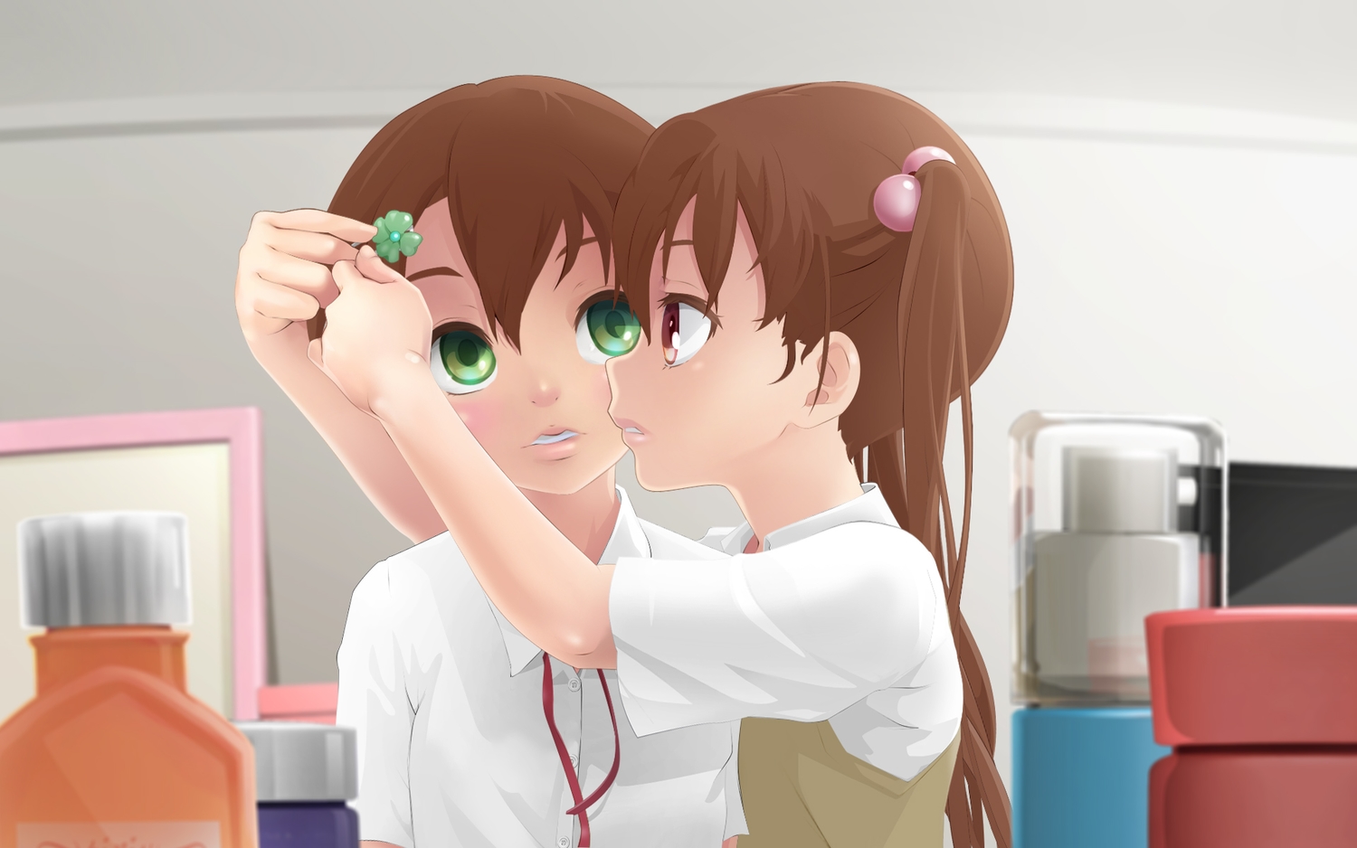 brown_hair, green_eyes, male, original, otoko_no_ko, twintails, yuki18r