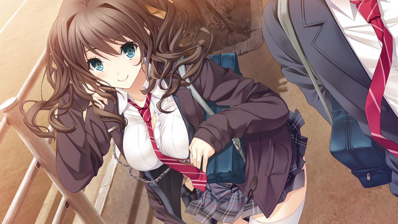 aikawa_arisa_(kiss_ato), blue_eyes, brown_hair, game_cg, giga, kiss_ato, long_hair, school_uniform