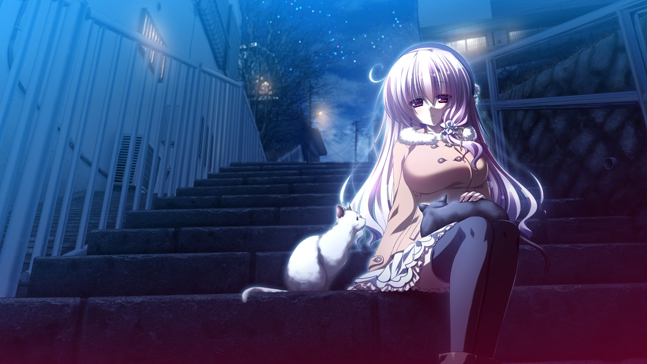12_no_tsuki_no_eve, animal, cat, game_cg, headband, long_hair, minori, night