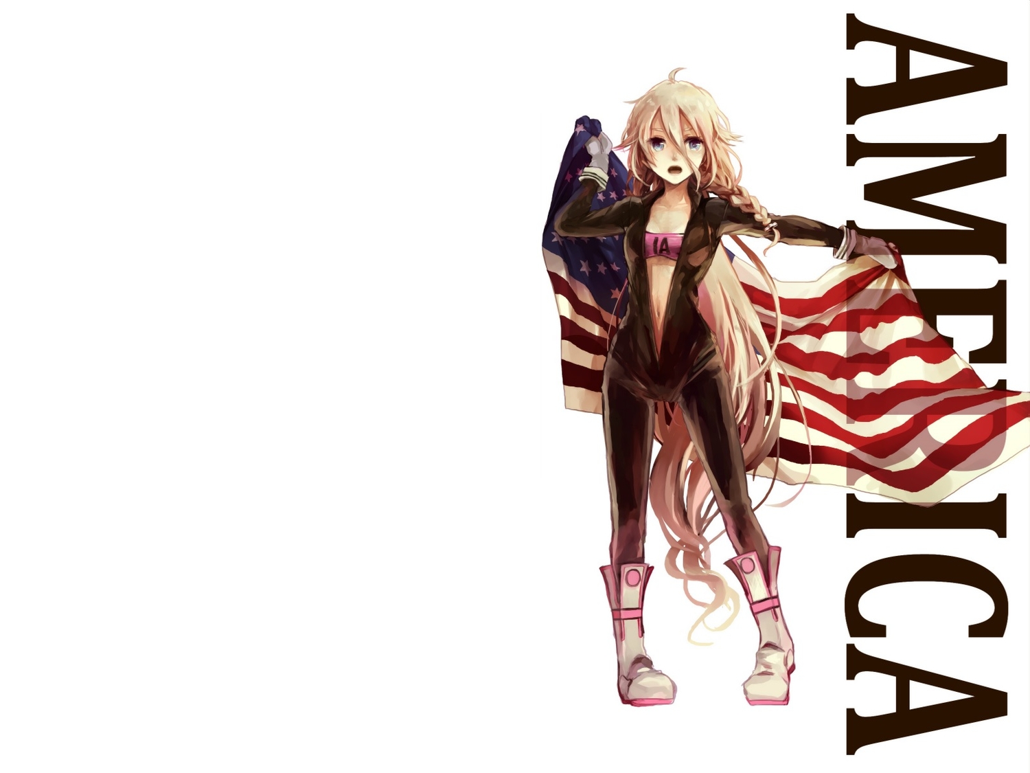 blue_eyes, bodysuit, boots, braids, crimsonseed, gloves, ia, long_hair, pink_hair, vocaloid, white