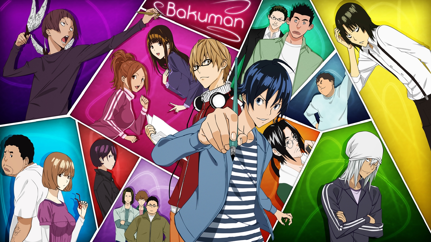 bakuman, glasses, hat, headphones, mashiro_moritaka, niizuma_eiji, tagme, takagi_akito