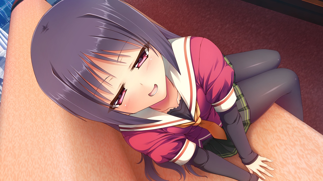 aisare_roommate, game_cg, housenji_yui, long_hair, pantyhose, purple_hair, reon, school_uniform
