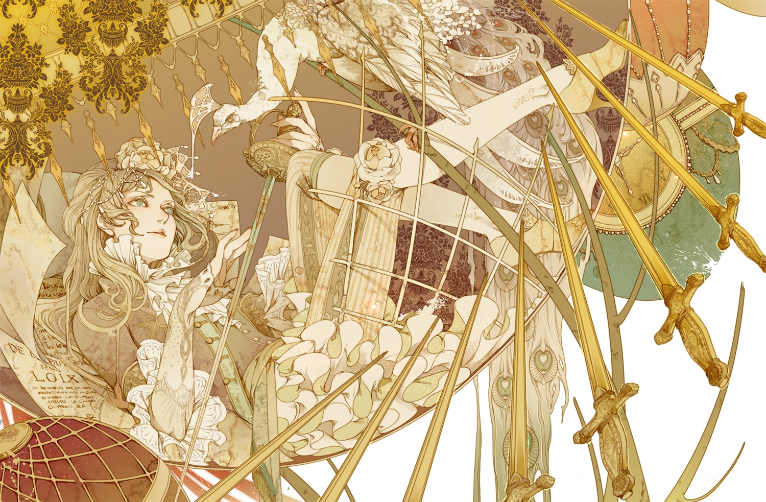 akai_kamoshi, animal, bird, original, sword, weapon