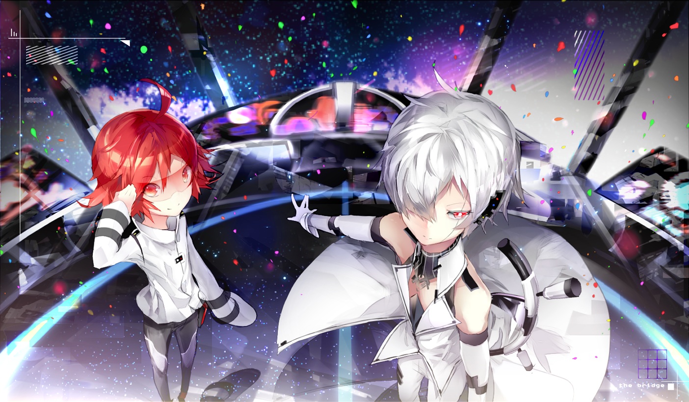 anthropomorphism, red_eyes, red_hair, rooseputo_02, wall-e, white_hair