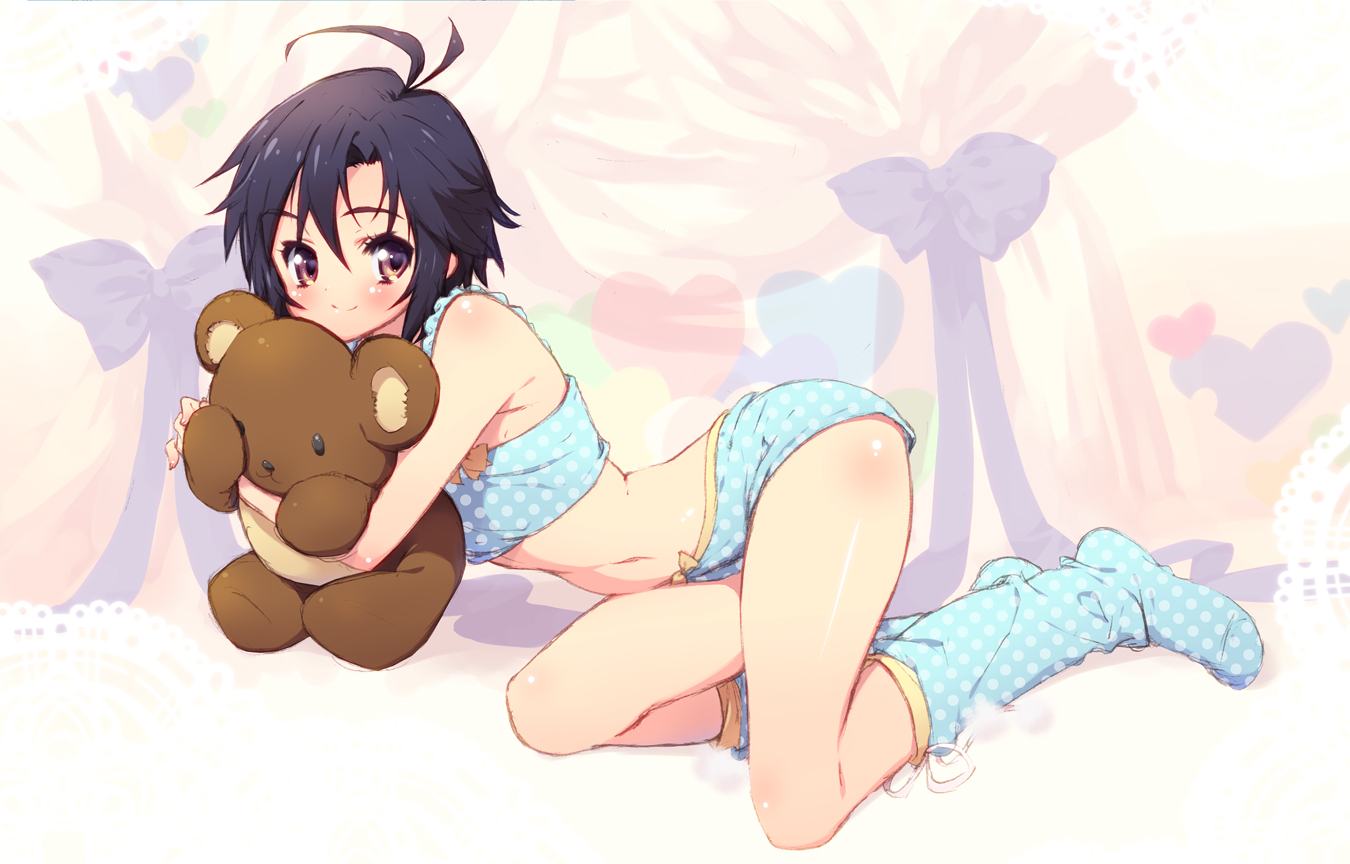 idolmaster, kikuchi_makoto, pandaki_(aki), teddy_bear, underwater, water