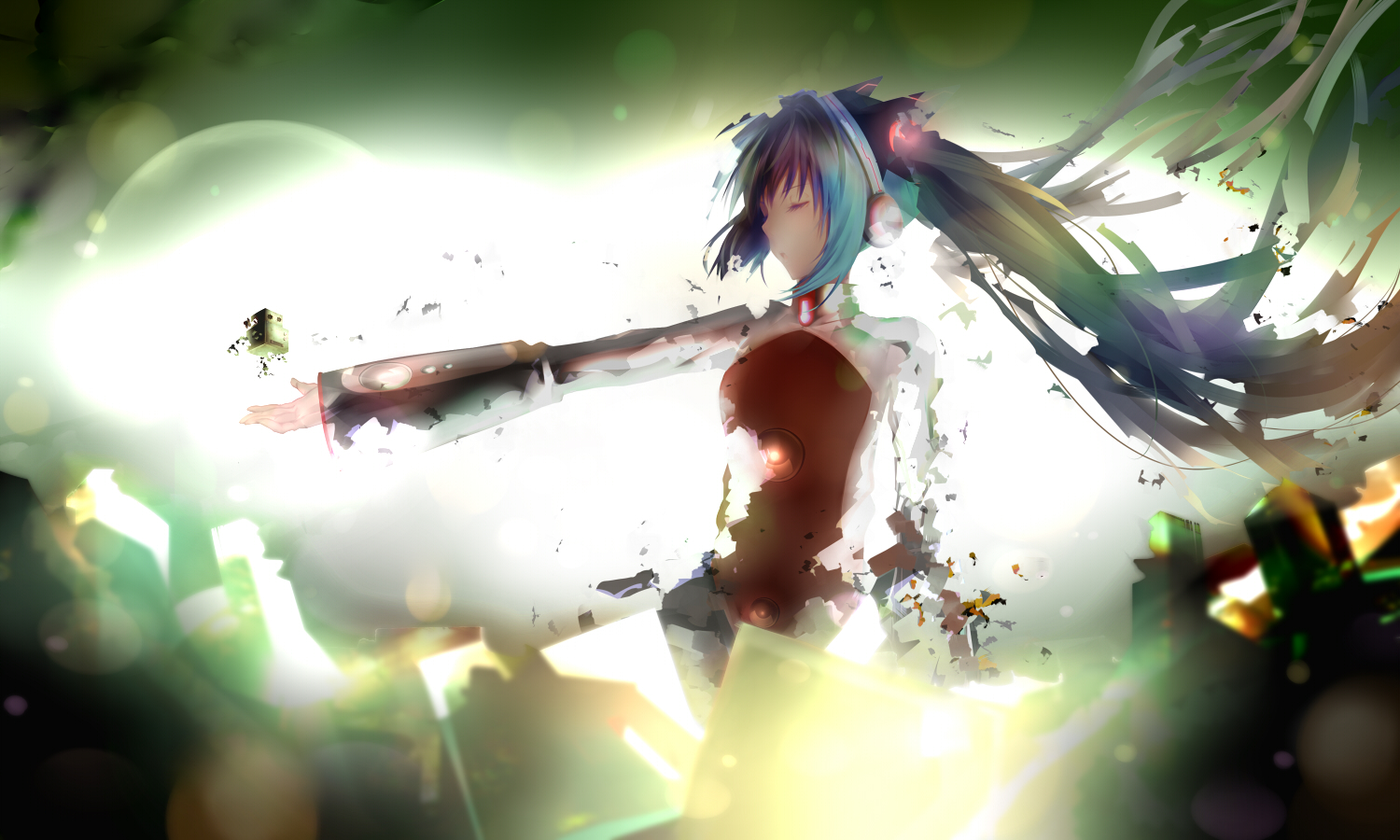 aqua_hair, hatsune_miku, headphones, long_hair, odds_&_ends_(vocaloid), otsumami_(bu-bu-heaven), twintails, vocaloid