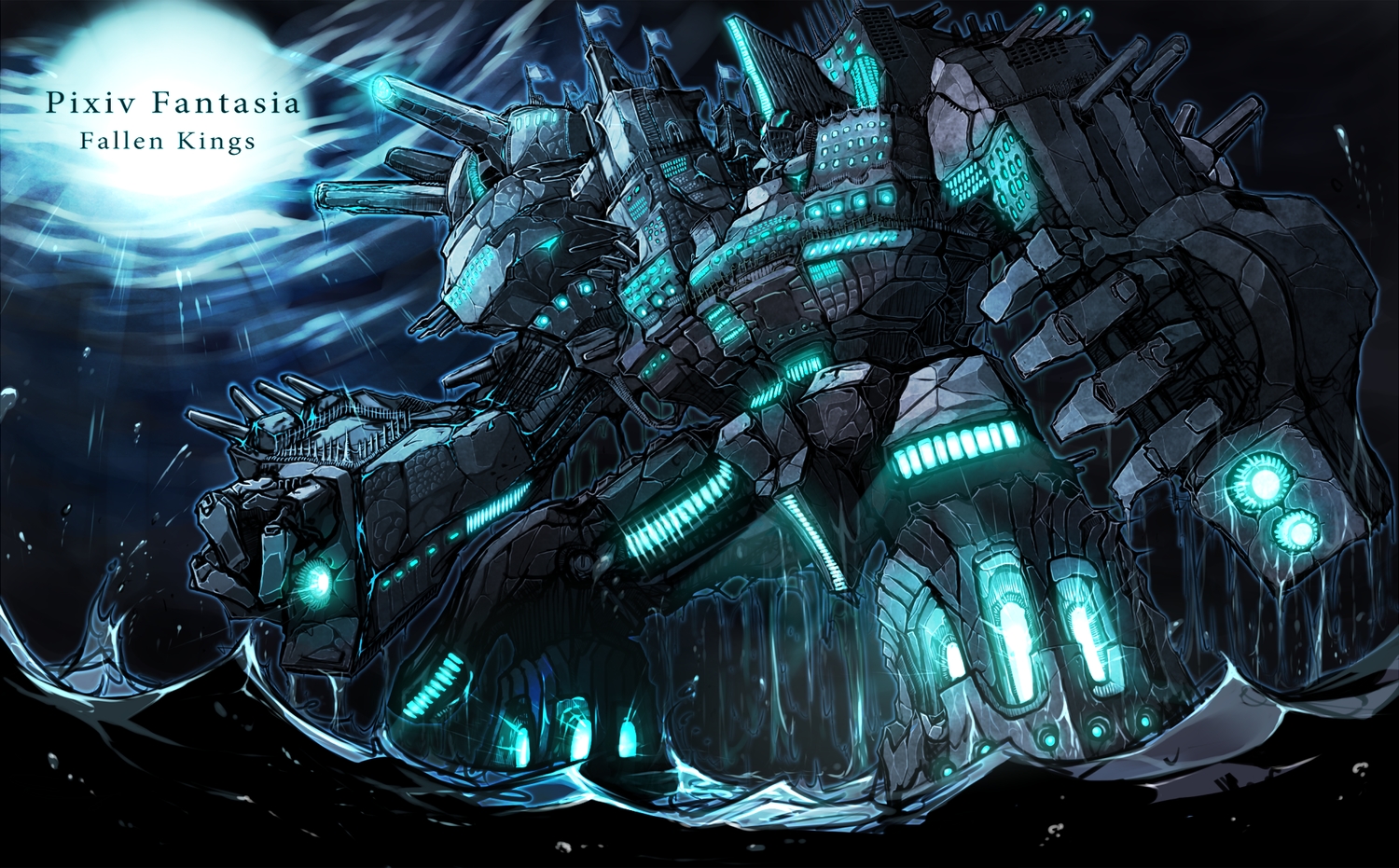 hutago, mecha, original, pixiv_fantasia, water