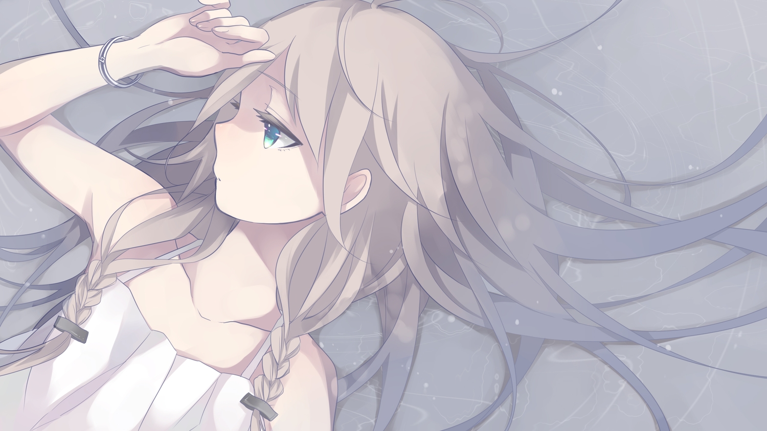 blonde_hair, blue_eyes, braids, dress, ia, koyubi, long_hair, twintails, vocaloid, water
