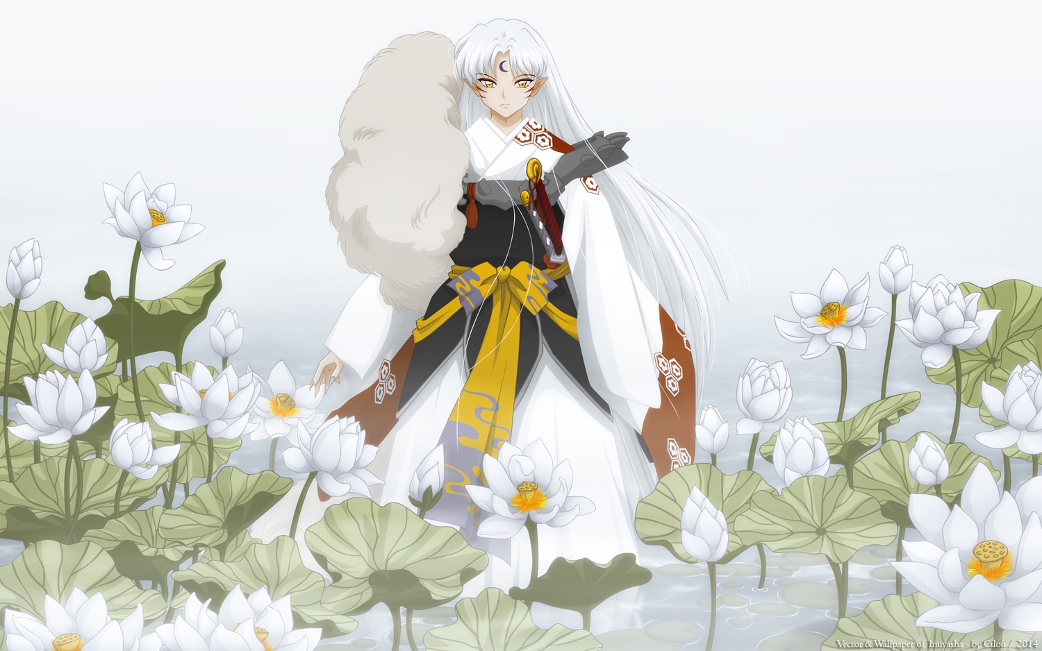 inuyasha, japanese_clothes, long_hair, sesshomaru, sword, tagme, weapon, white_hair
