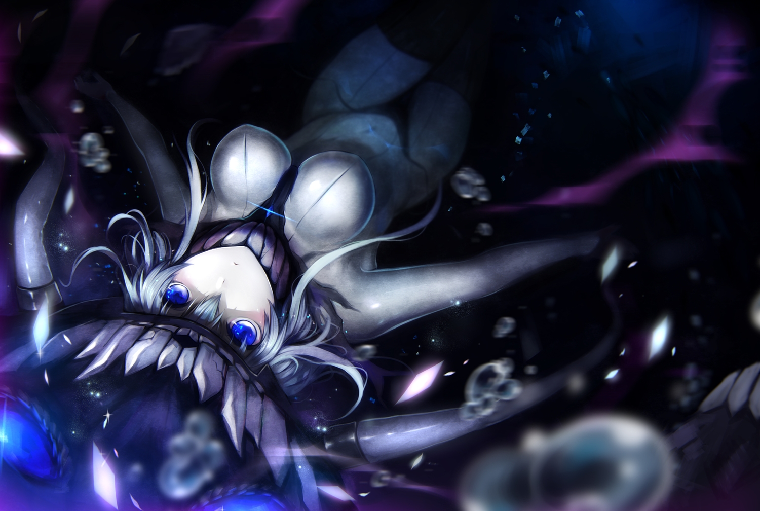 anthropomorphism, breasts, kantai_collection, navel, sa_(h28085), see_through, skintight, thighhighs, underwater, water, wo-class_aircraft_carrier