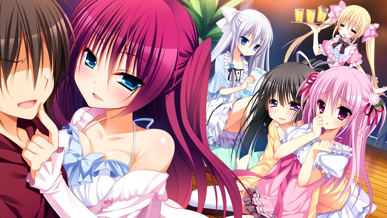 amai_ichigo, ayashiro_kagari, black_hair, blonde_hair, blue_eyes, book, bow, crying