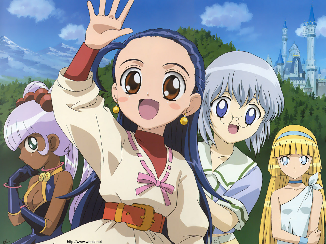 beth, cocoloo, dark_skin, elmina, glenda, group, jpeg_artifacts, loli, puchi_puri_yucie, watermark, yucie