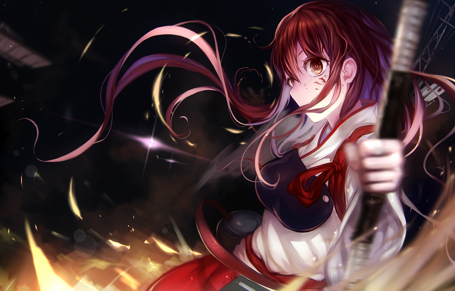 akagi_(kancolle), anthropomorphism, brown_eyes, brown_hair, kantai_collection, long_hair, sa_(h28085)