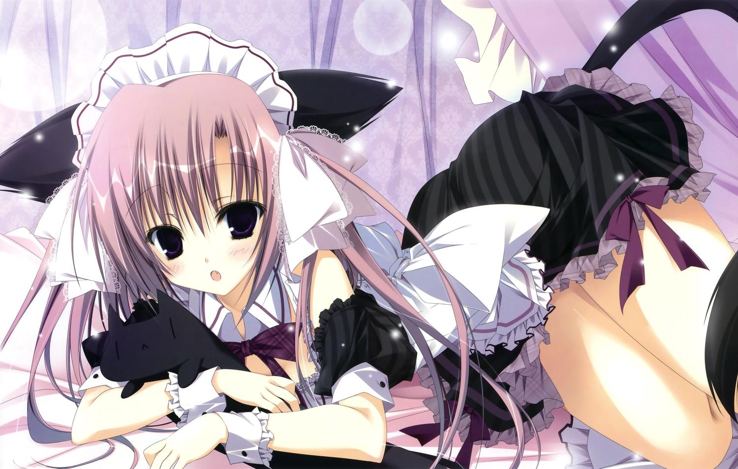 animal_ears, catgirl, fang, himawari_no_kyoukai_to_nagai_natsuyasumi, inugami_kira, long_hair, maid, natsusaki_yomi, tail