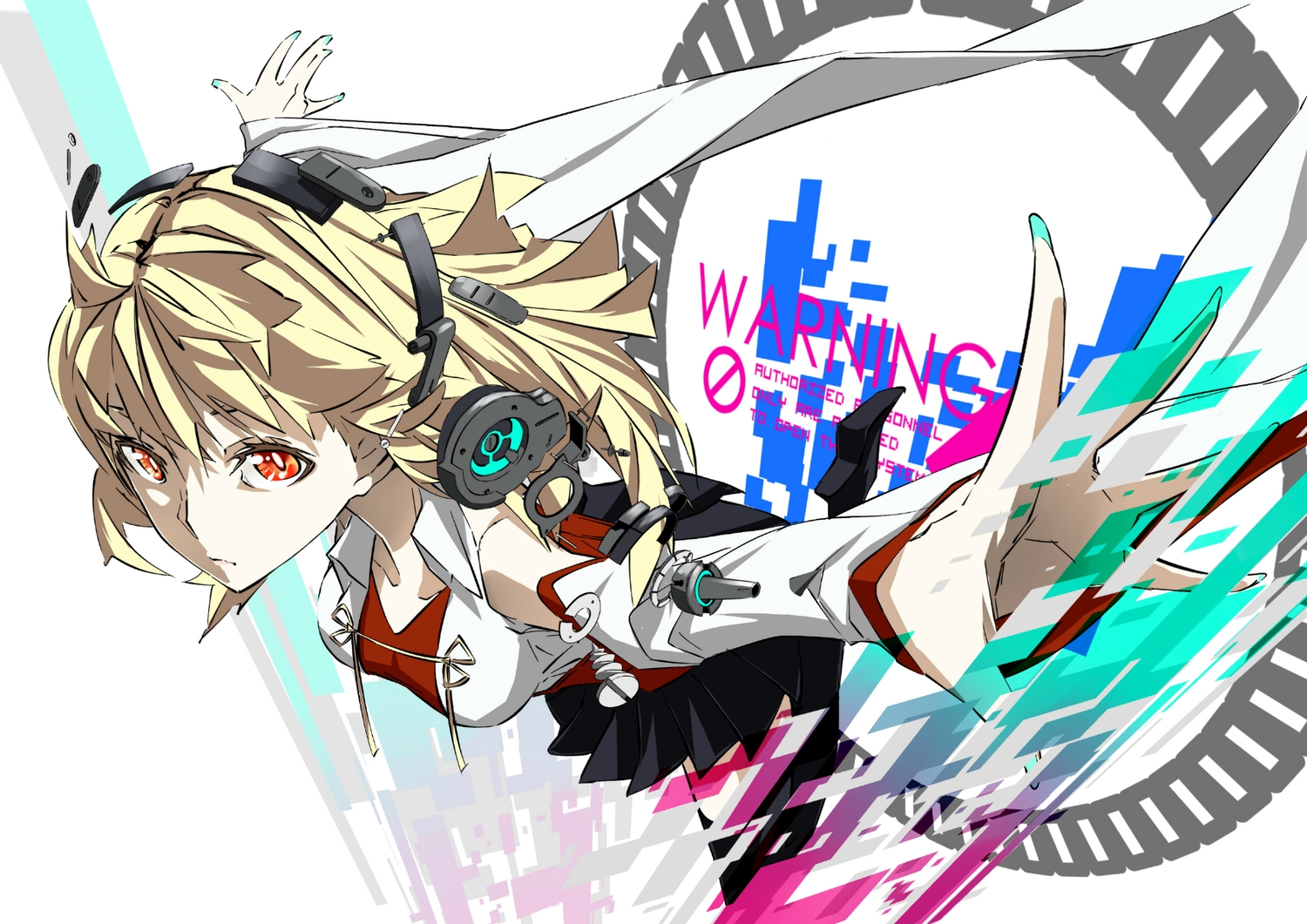 blonde_hair, firecel, long_hair, orange_eyes, original, skirt